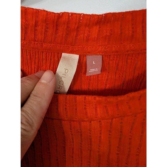 Anthropologie Pilcro Knit Long Sleeve Tee women's large orange Crewneck - Picture 3 of 5